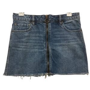 Free People Denim Cut off Skirt size 27 Full Front Zipper Cotton